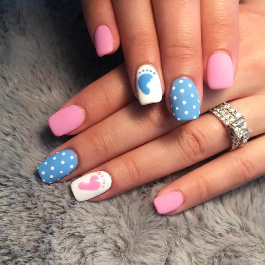 Gender reveal party nails ideas