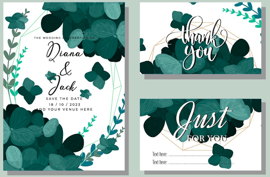 Green Flowers – Wedding Invitation