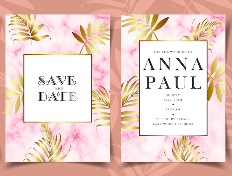 Gold and Pink – Wedding Invitation