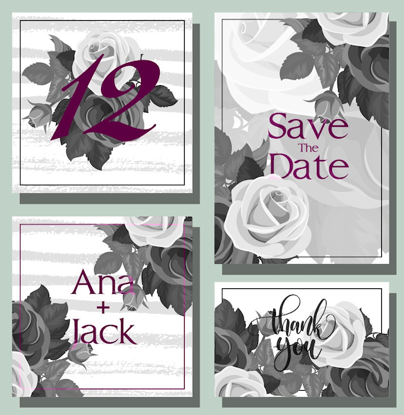 Grey Roses – Wedding Invitation