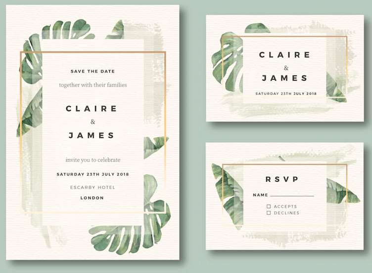 Watercolour Leaf – Wedding Invitation