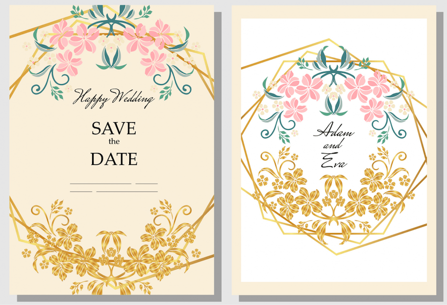 Floral Golden Frame – Wedding Invitation