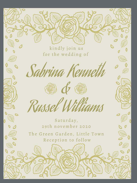 Gold Roses – Wedding Invitation