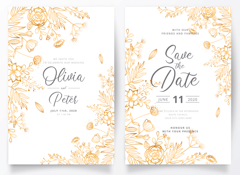 Golden Flowers – Wedding Invitation