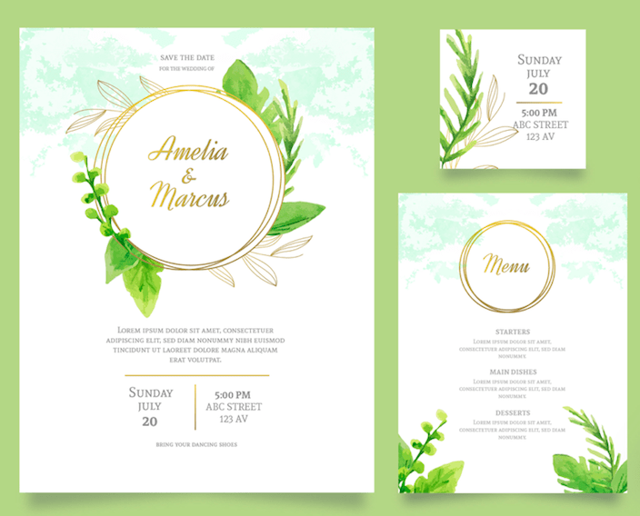 Green Watercolours – Wedding Invitations
