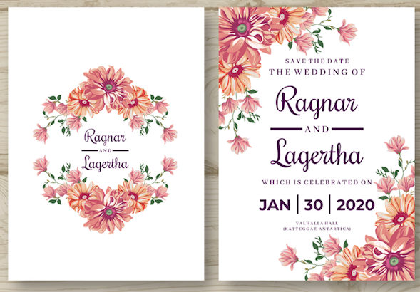 Orange Flowers - Wedding Invitation