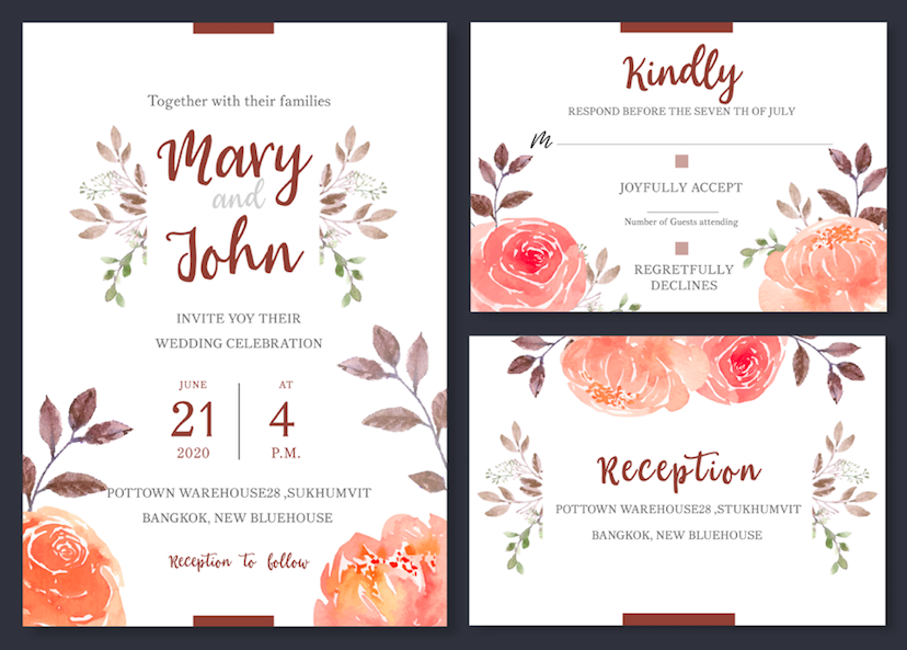 Coral Roses – Wedding Invitation